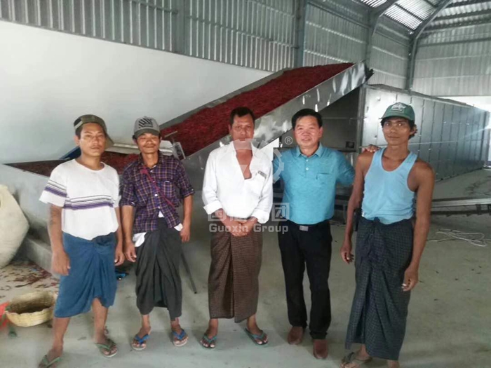 Red chili drying equipment working sites in Myanmar